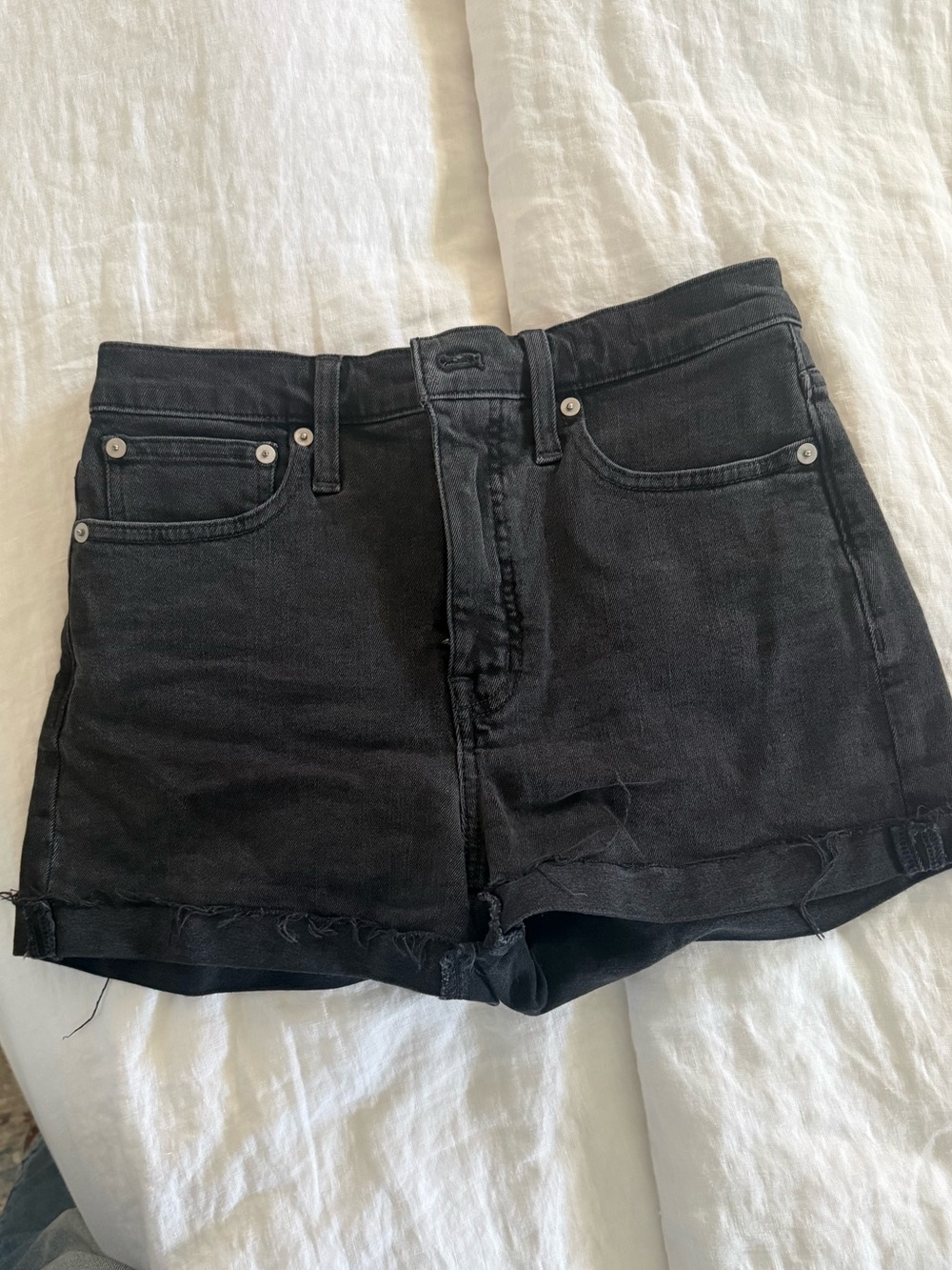 Madewell black high waist denim shorts size 25